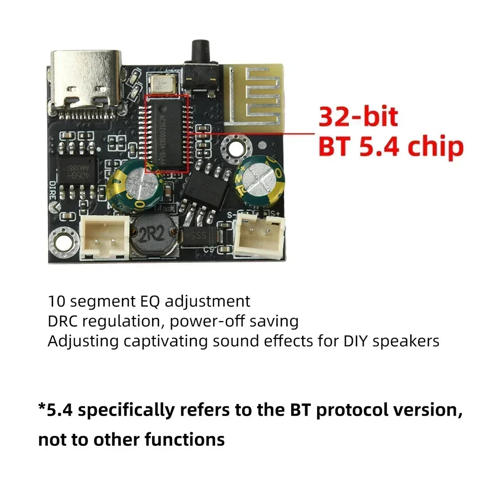 BPM13 Plus Mono Bluetooth Power Amplifier Board 6W Power Bluetooth 5.4 Amplifier Module with PC Sound Card Type C
