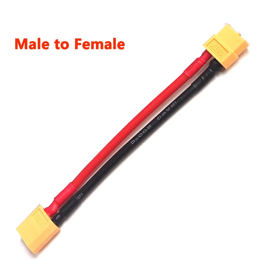 XT60 Male Female Connector Plug Set with Silicone Insulation 12AWG/14AWG Battery Extension Cable for RC Lipo Batteries And Drone