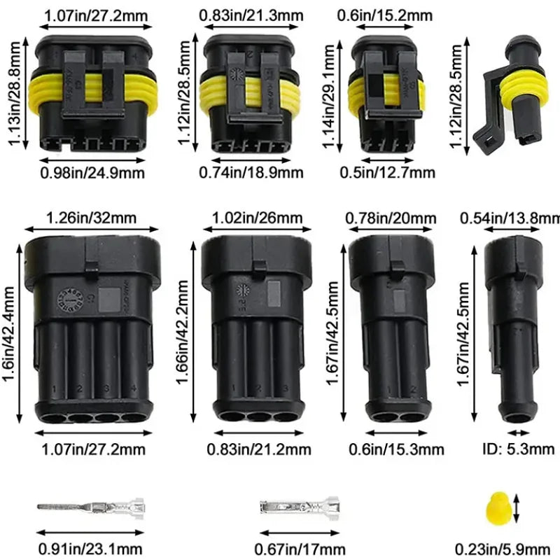 240/352/708/1004pcs boxed car waterproof connector kit male and female pair terminal wire harness plug connector 1-6 holes