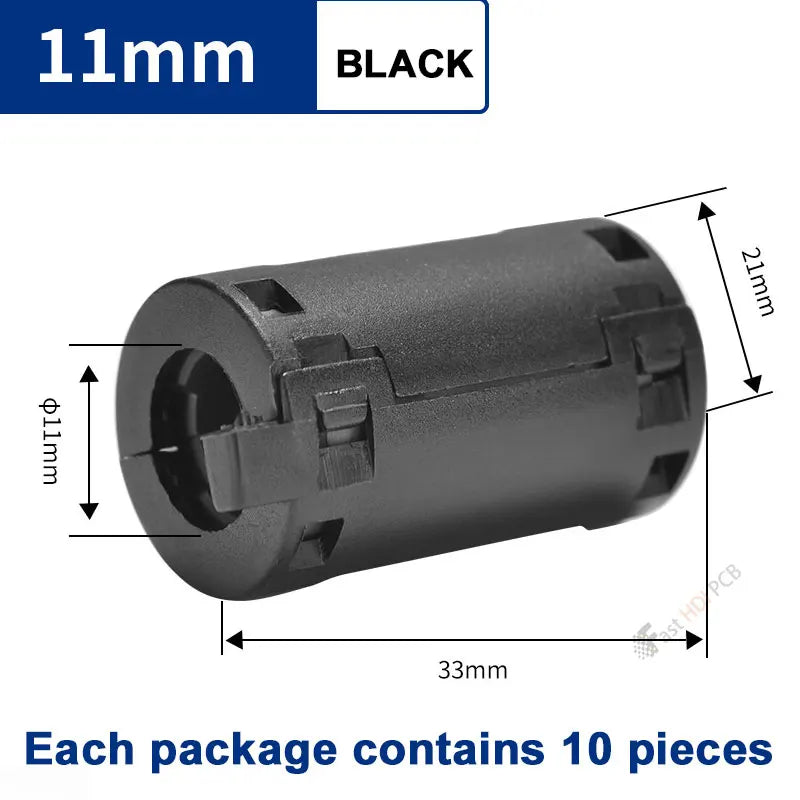 Snap-On EMI Filter Ferrite Bead Clamp-On Nickel-Zinc Ferrite Core for HDMI USB AV Cables, Inner Diameter 5-13mm Black Gray