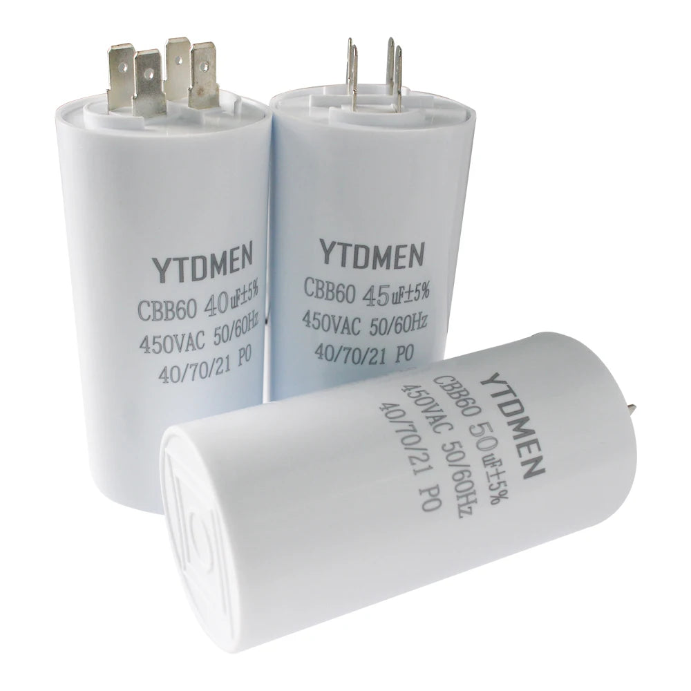 CBB60 450VAC 4~60μF ±5% 4-Pin Double Insert Motor Run Capacitor for Air Conditioner/Refrigerator/Pump，50/60Hz