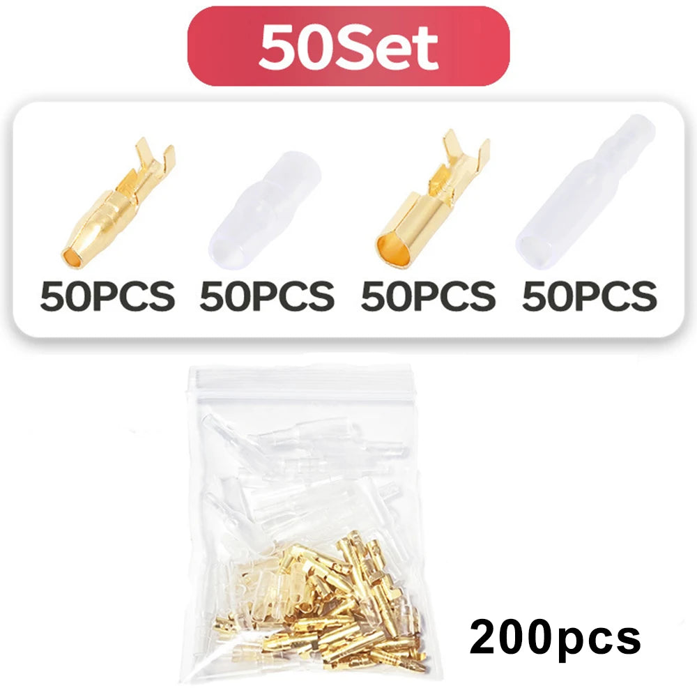 4.0 Bullet Crimp Terminal Car Electrical Wire Connector with Insulated Sleeve Copper Male and Female Quick Wire Connectors Sets