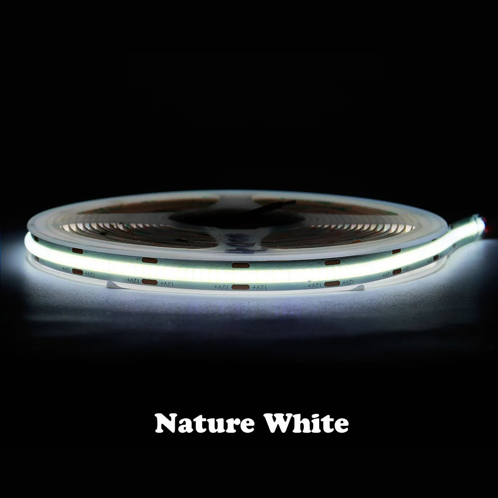 COB LED Strip 480 528 Chips/M High Density Flexible FOB Led Red Green Blue Warm Nature Cool White Linear Dimmable Light 12V 24V