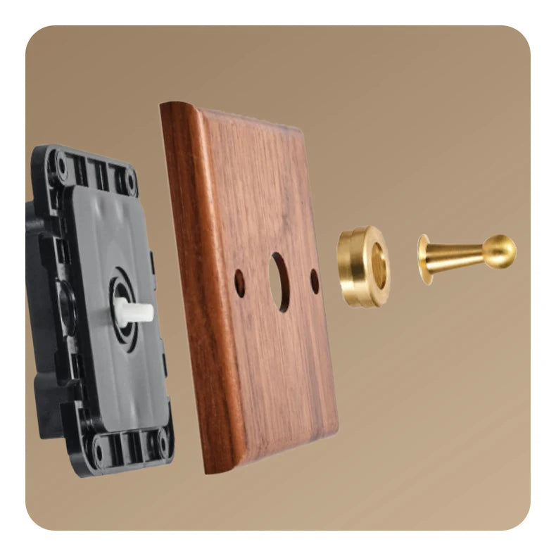 Avoir Retro Black Walnut Panel Toggle Switches USB Type C FR EU Socket Outlet Brass Lever Wall Light Switches Cat6 Rj45 For Home