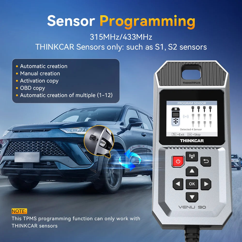 THINKCAR VENU 90 OBD Automotive Tire Pressure Monitoring Sensor TPMS Relearn Activation Programming Car TPMS Diagnostic Tools