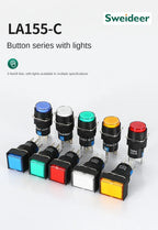 16mm LED Illuminuted Push Button Switch 12/24/220V Momentary Self-locking on Off with Light Square Round Rectangle Power Switch