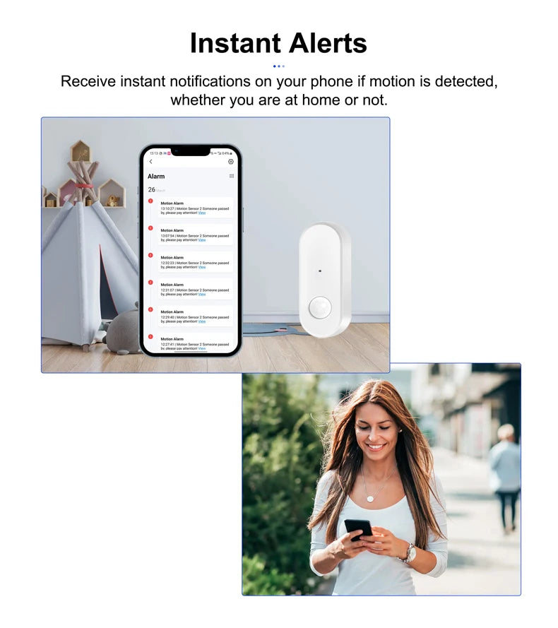 Zigbee Motion Sensor PIR Infrared Human Motion Detector Smart Life Home Security Anti-Theft Alarm Work With Tuya Zigbee Gateway