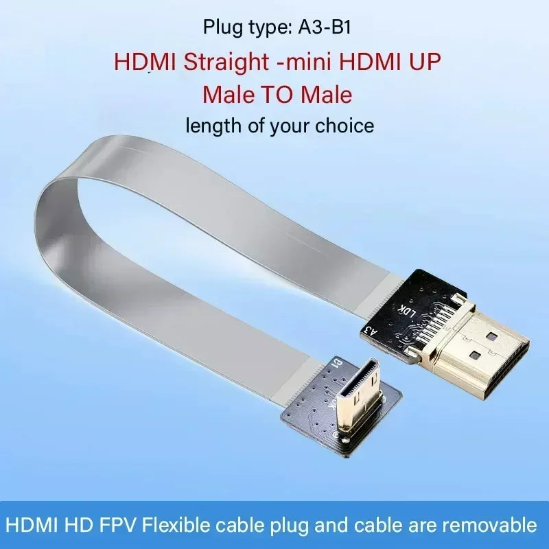 HDMI-compatible FPV-HDMI FFC-HDMI Ribbon Cable 90 Degree Mini/Micro-HDMI to Standard-HDMI Flexible Wire FPV Aerial 5cm 10cm 20cm