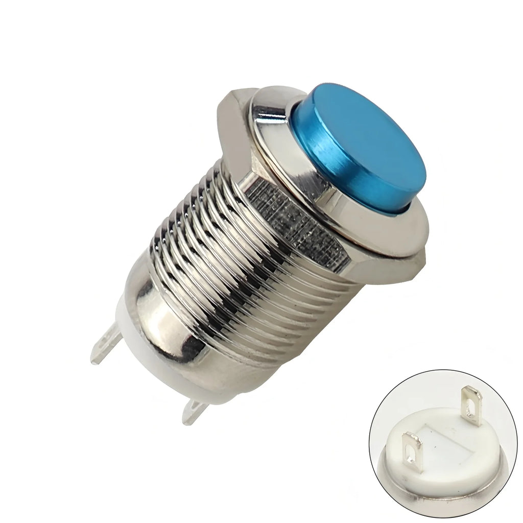 12mm Metal Button Switch Waterproof 1NO 3A High Head Momentary Suitable for Doorbells Car Start Horns Computer Automatic Reset
