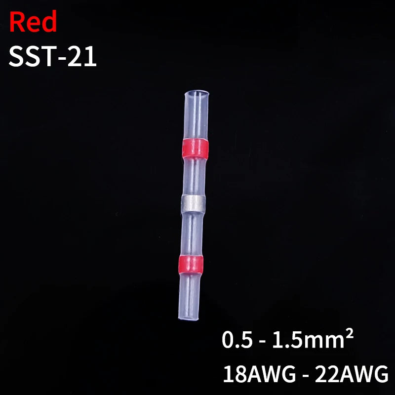 10/50/500pcs Solder Seal Wire Connectors 3:1 Crimp Heat Shrink Insulated Electrical Terminals Butt Splice Waterproof Sleeve