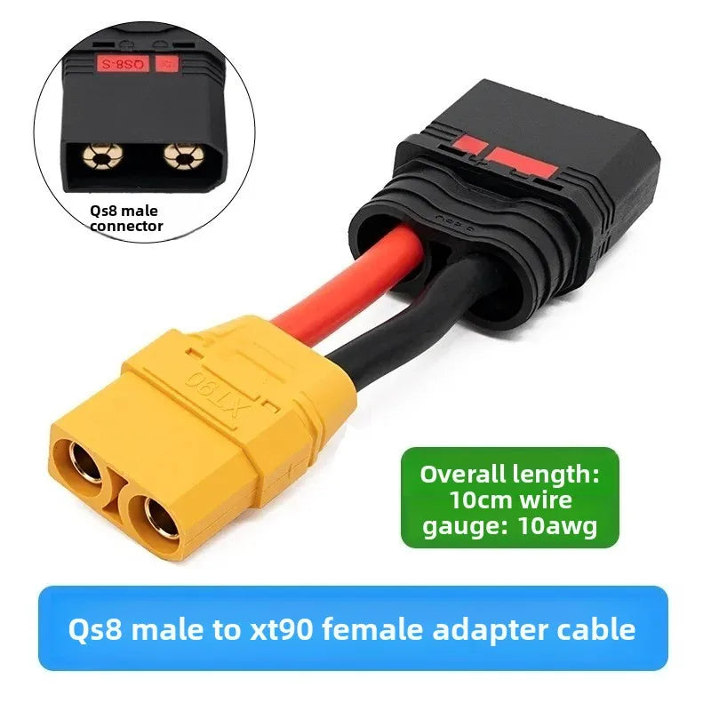 QS8 Female To XT90 Female Adapter Cable, 10AWG Anti-Spark Conversion Wire for RC Models