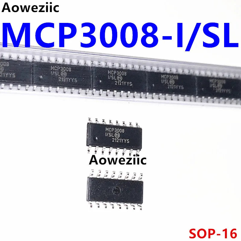 10Pcs MCP3008-I/P DIP-16 SPI Serial Interface IC Analog-to-Digital Converter Chip MCP3008-I/SL