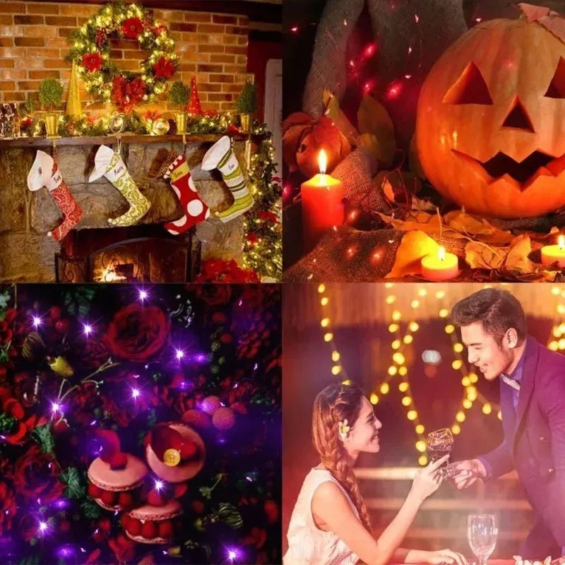 1m-30m LED String Light 8 Colors Fairy Lights LED Copper Wire Battery Powered for Wedding Party Christmas Decor Holiday Garland
