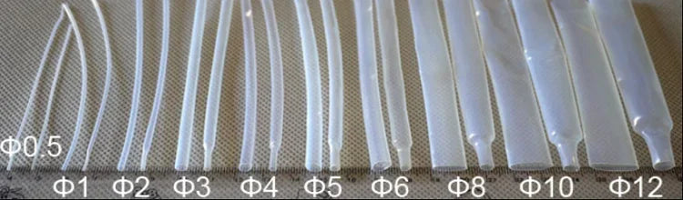 1m PTFE Heat Shrink Tube 1.7:1 Shrinkage Ratio Diameter 0.5mm ~ 15mm 260Deg.C High Temperature Pipe 600V RoHS Translucent