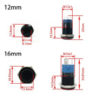 12/16/19/22mm Oxidized Black shell Push Button Switch Momentary Latching Fixed On Off Power Switch LED Light Various Colors