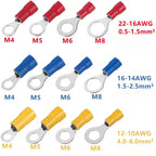 100PCS Ring Crimp Terminal M4/M5/M6/M8 Round Plugs Pre-insulated Ferrules Lugs For Splice Electricals Cable Wire End Connectors