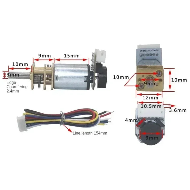 N20 Mini Micro Metal Gear Motor DC 3/6/12V Encoder Gear Motor 19-3000RPM Slow Speed Reduction Gear Reducer Motor Geared Motors