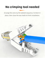 BYXGD Toolless RJ45 Connectors 100Mbps 1000Mbps 10Gbps Tool Free Reusable Cat5e Cat6a Cat7 Metal Plug Ethernet Plug Shielding
