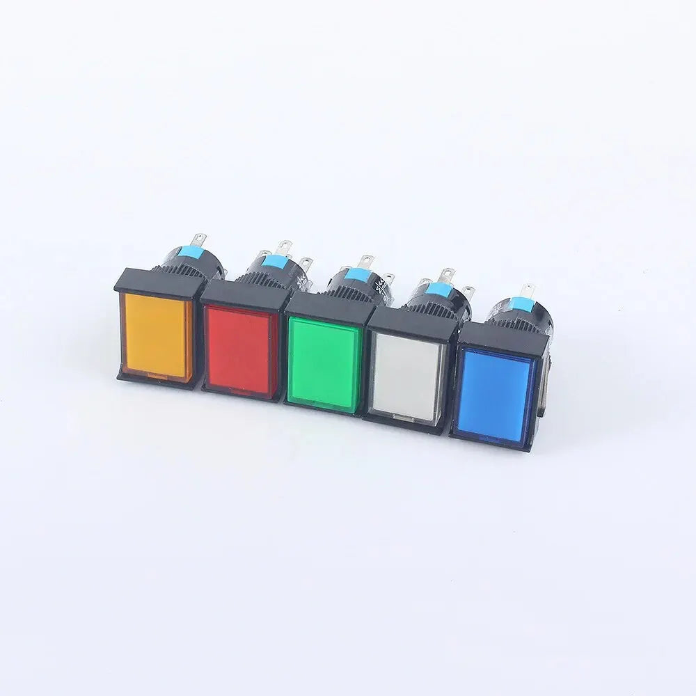 5V 12V 24V 220V 16mm Plastic Momentary LED Illuminuted Maintained Self-locking Push Button Switches Latching Push Button Reset