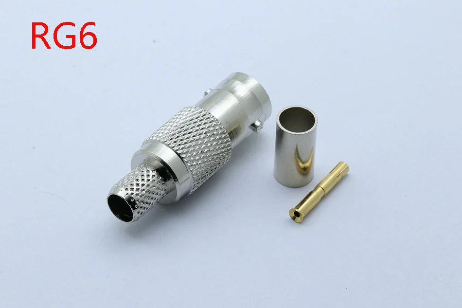 1pc RF Coaxial Connector BNC Female Jack Crimp Connector Straight for RG58 RG59 RG6 Cable Adapter CCTV Connector