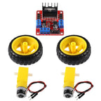 5PCS DC Gearbox Motor TT Motor 200RPM Tire Wheel DC 3-6V 1:48 Male Connector with 1Pc L298N Motor Drive Controller Board