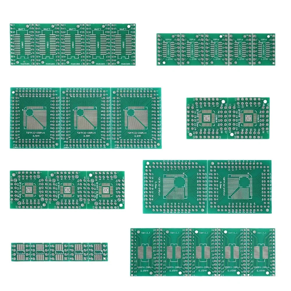 30PCS PCB Board Kit SMT To DIP Adapter Conversion Board Diy Electronic Assorted Set FQFP32 QFN48 SOP8 16/24/28 PCB
