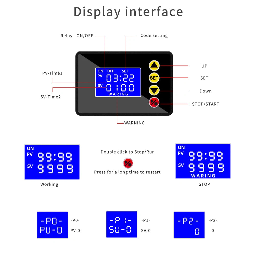 Programmable Digital Timer Switch Relay Control DC 12V 24V AC 110V 220V Delay Relay Cycle Timing Microcomputer Time Controller
