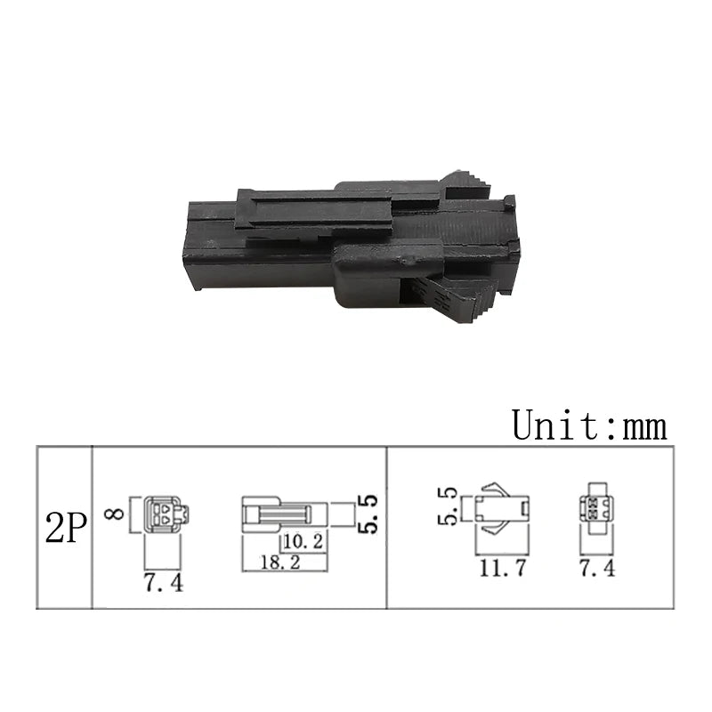 10/20Sets JST SM 2.54mm Pitch 2 Pin Male Female Plug Plastic Housing and Metal Crimping Terminal Connector