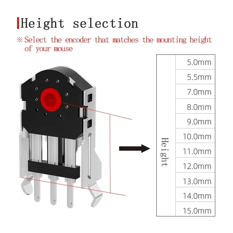 Kailh Decoder 5/7/8/9/10/11mm Red Core Rotary Mouse Scroll Wheel Encoder 1.74mm hole for PC Mouse alps encoder
