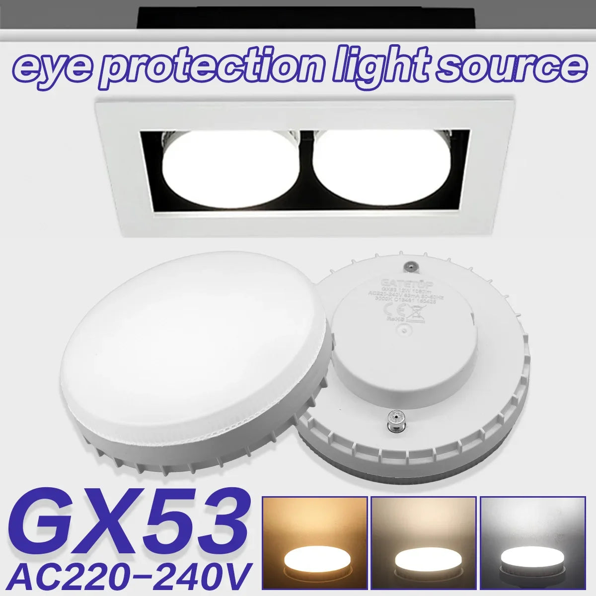 1-10pcs Hight Lumen GX53 LED Bulb 5W-15W 220V Disc Frosted Puck Warm Light 3000K,Reflector, 60W Equivalent,  Retrofit The GX53