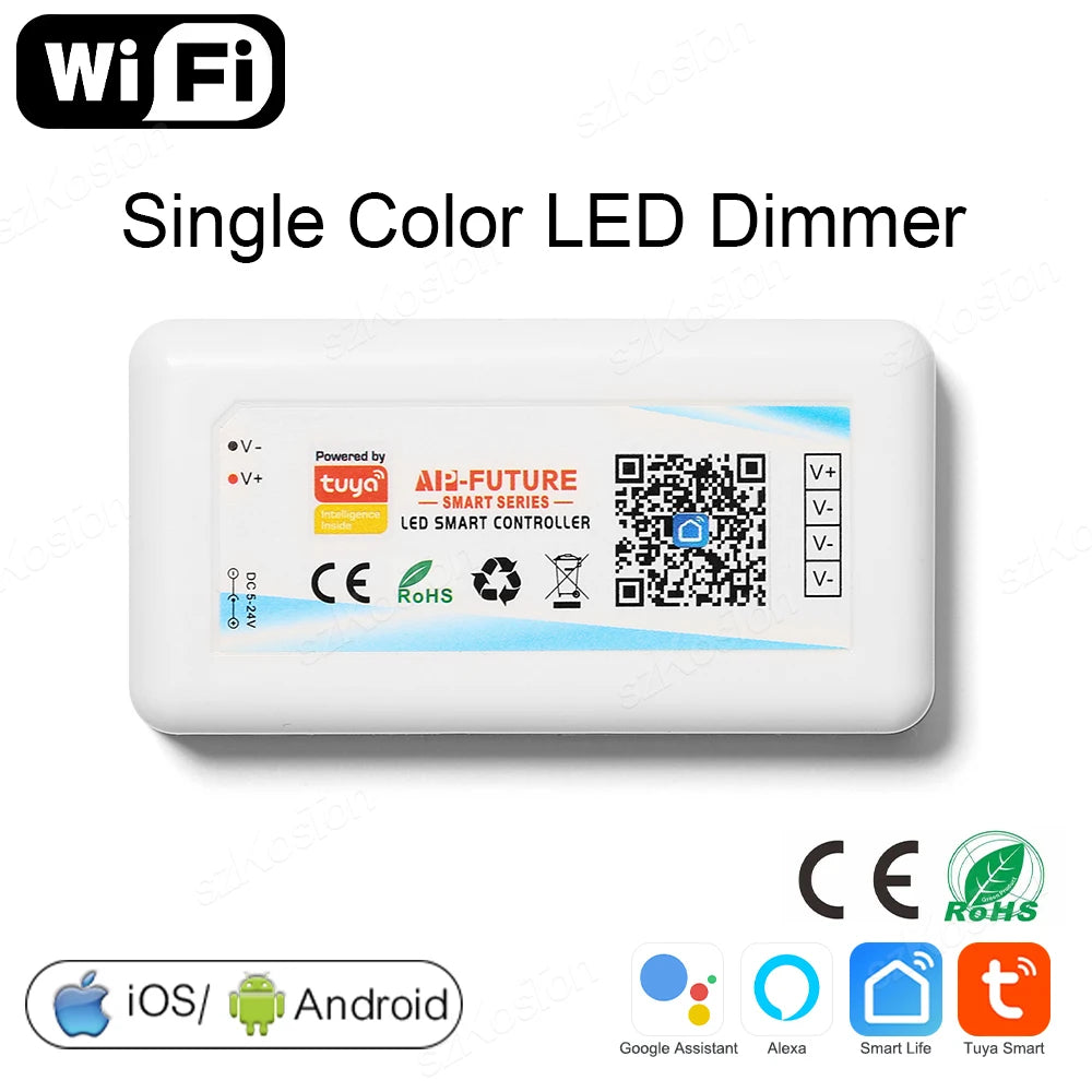 Tuya WiFi Smart LED Controller DC5-24V Single Color Dimmer CCT RGB RGBW RGBCCT LED Strip APP Remote Works with Alexa Google Home