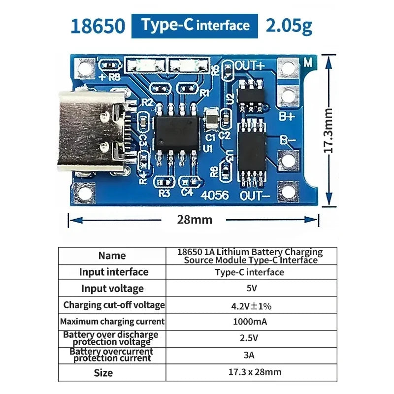 30PCS Micro/TYPE-C/MINI USB 5V 1A 18650 TP4056 Lithium Battery Charger Module Charging Board With Protection Dual Functions