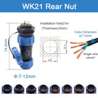 SP11 Tin Soldering Waterproof Connector IP68 Male Plug&Female Socket Rear-nut Docking Panel Mount 2/3/4/5 Pin Cable Wire Connect