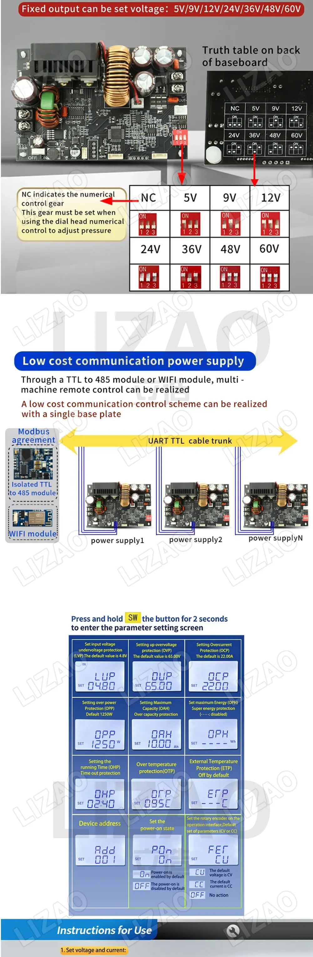 XY6020L 1200W CNC Voltage Regulator Power Supply DC Adjustable Stabilized 20A Constant Voltage Constant Current Step-Down Module