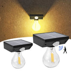 Solar Wall Lights Outdoor with 3 Lighting Modes & Motion Sensor, Solar Porch Light with 2 Bulbs, Waterproof Solar Wall Sconce