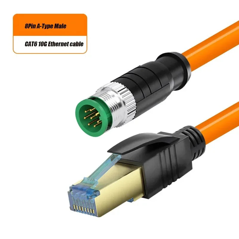Waterproof M12 to RJ45 Network Line ip67 CAT7/CAT6A RJ45 to 4Pin 8Pin A/D/X Type Encoded Connector Cable Double Shielded Wire
