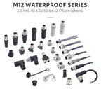 M12 Screw Termination Plastic Field Plug NMEA2000 5 Pin Straight Angled IP67 Waterproof 3 4 6 8 Poles Sensor Connectors PG7 PG9