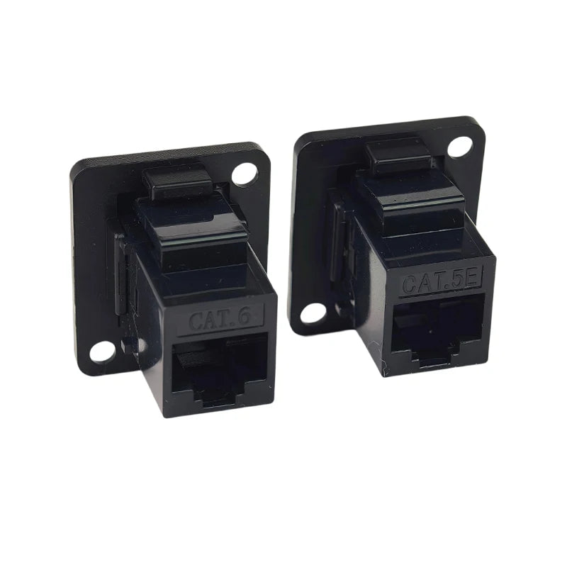 D Type RJ45 CAT5E CAT6 CAT6A CAT7 Panel Mount Feed Through Connector Shielded Ethernet Socket for Rack Cabinet Wall Plate 8P8C