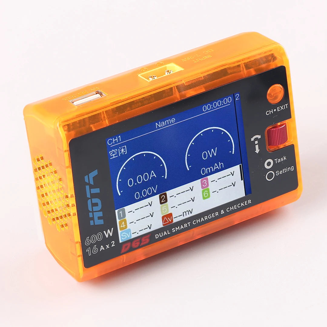 HOTA D6S RC Lipo Battery Charger Magnetic Suction Dual Channel Smart Balance 600W High Power 1-6S Smart Balance Charger
