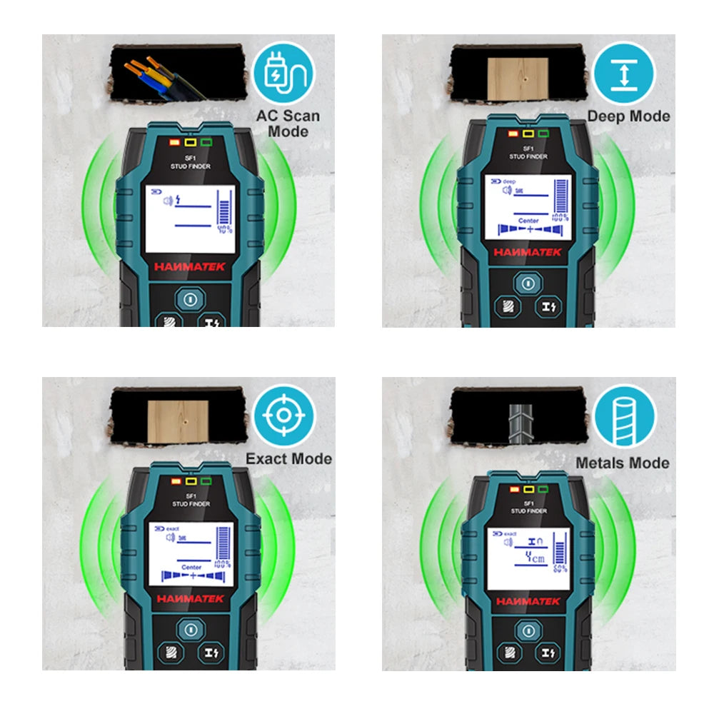 HANMATEK SF1 Stud Finder Wood Studs Metal Detection of Live Cable Metal Depth Measurement Finder Wall Detector Scanner