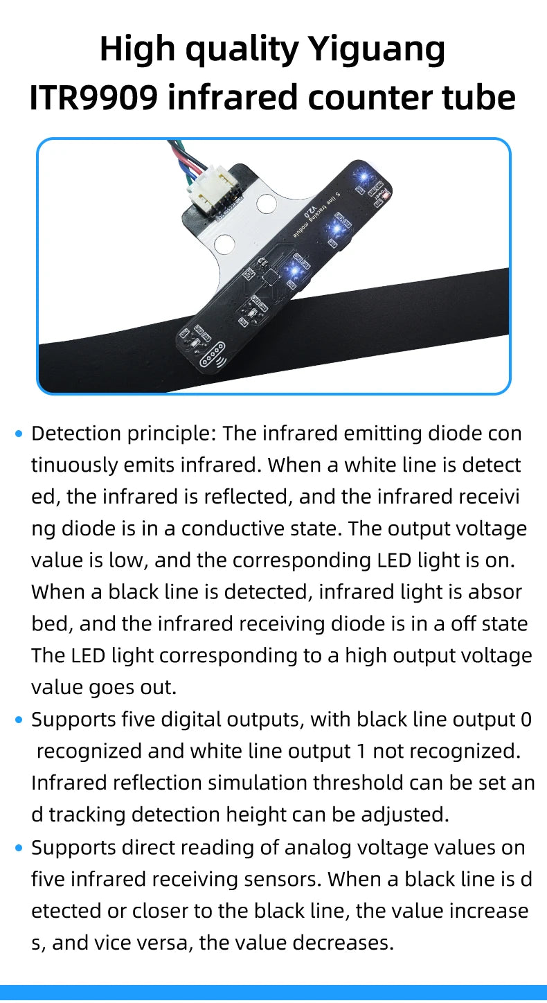 5-way Black And White Line Identification Sensor Module Tracking Intelligent Car Infrared Sensor Tcrt5000