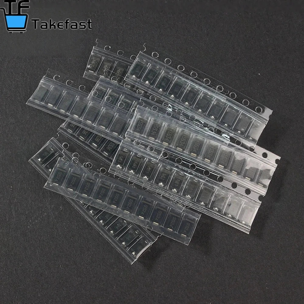 Takefast 90pcs SMD Diode Kit 1N4007 1N4001 1N4004 SS14 SS16 SS24 SS26 SS34 SS36 9 Values X10pcs Rectifier Diodes Schottky