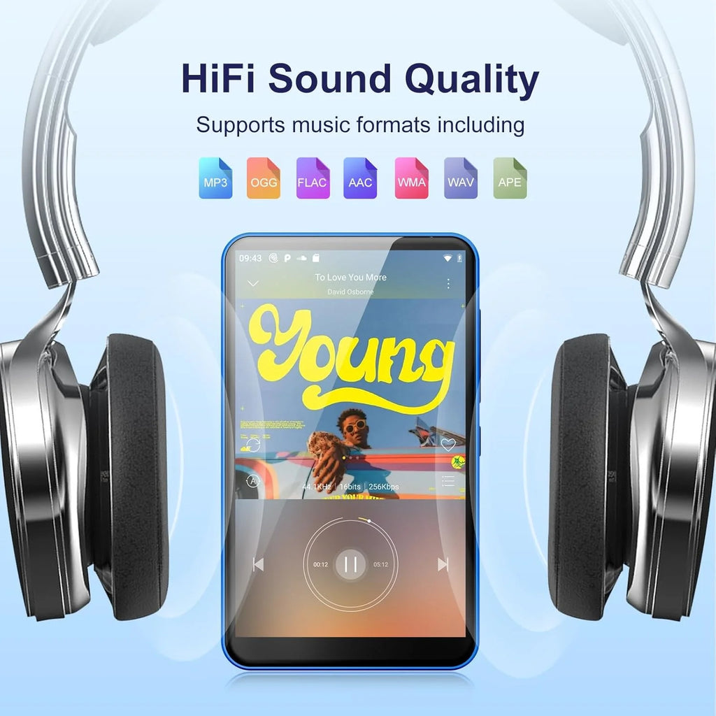 Diofox MP3/MP4 Player Android 4.0 Inch Touch Screen 2+16GB Bluetooth 4.1 Dual‑Band WiFi TF Card Expandable Up To 512GB Portable