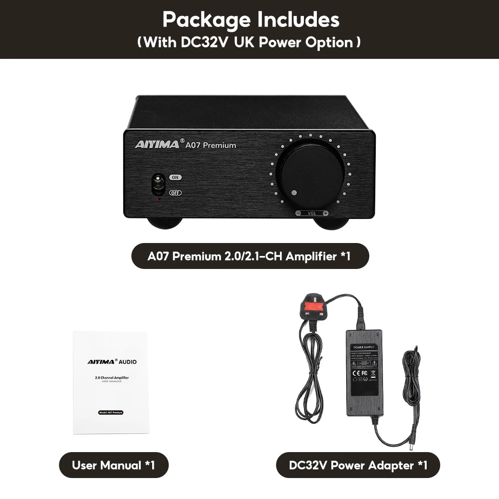AIYIMA A07 Premium TPA3255 Power Amplifier 300Wx2 Class D Stereo 2.0 Digital Audio Amp HiFi Sound Amplifiers Home Speaker