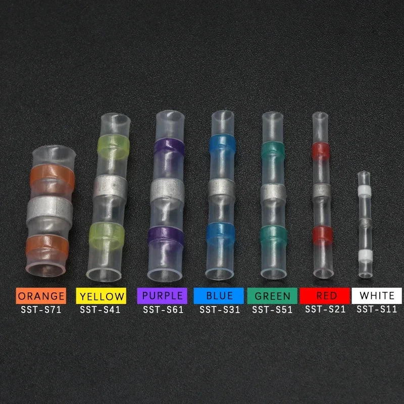 Solder Seal Wire Connectors 3:1 Shrinkage Rate Waterproof Electrical Cable Terminals DIY Heat Shrink Tube Electrical Butt Splice