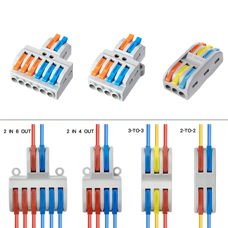 10 pcs Lever Wire Connectors Quick Wiring Cable Connector Splicing Wire Connectors Push-in Conductor Screw Terminals Block