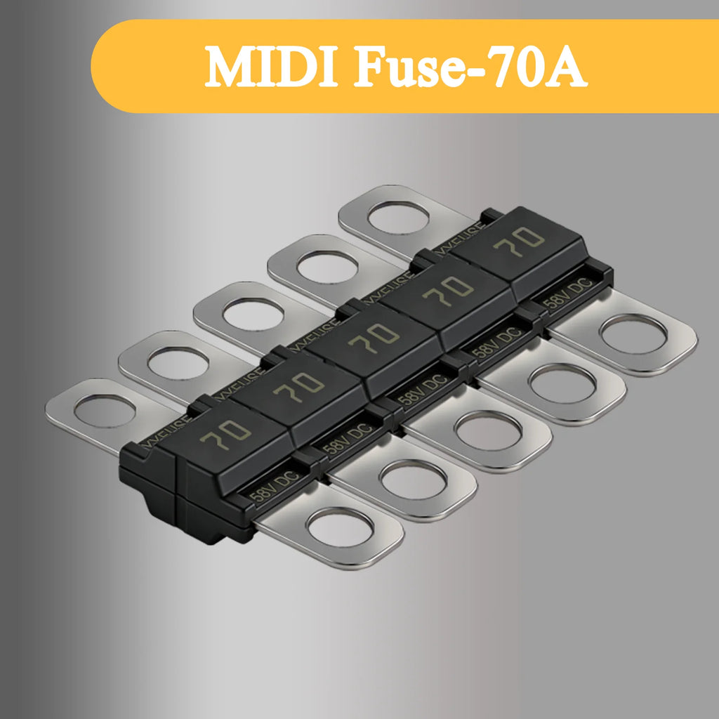 MIDI Fuse 30A-200A 58V Time-Delay High Current ANL Bolt-Down Fuse M5 Stud Mount for Automotive, Marine & RV MIDI AMI Fuse Holder