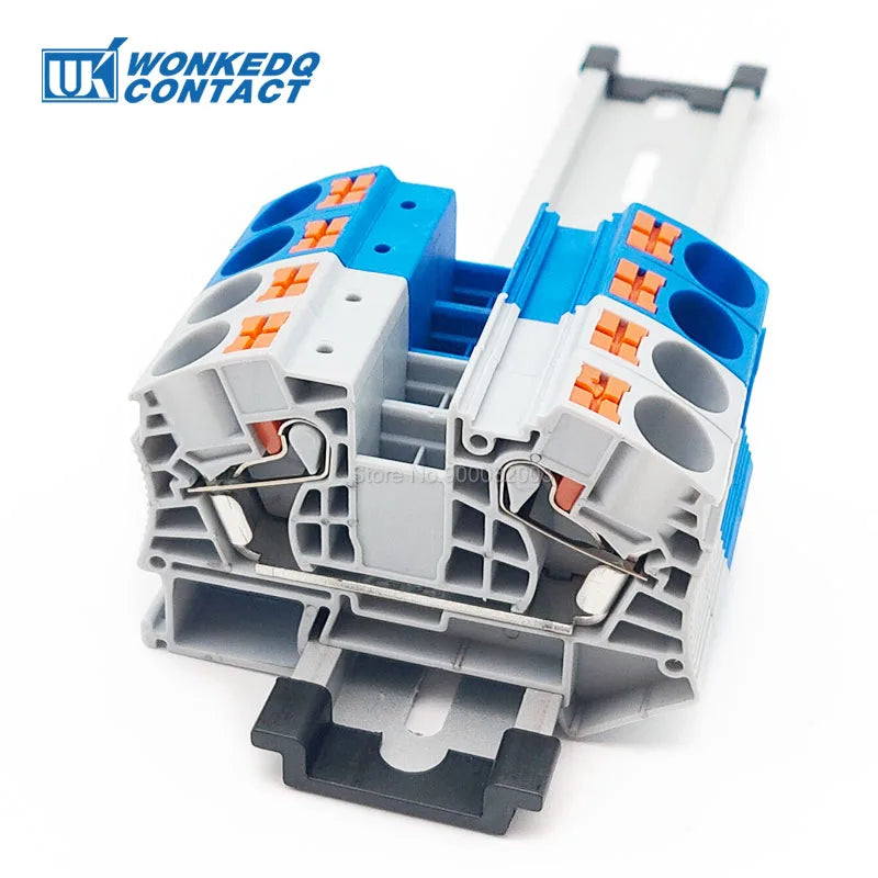 PT16-PE Ground Modular Din Rail Terminal Block, 16mm² Electric Cable Wire Connector, Earthing Push-in Terminals PT 16-PE