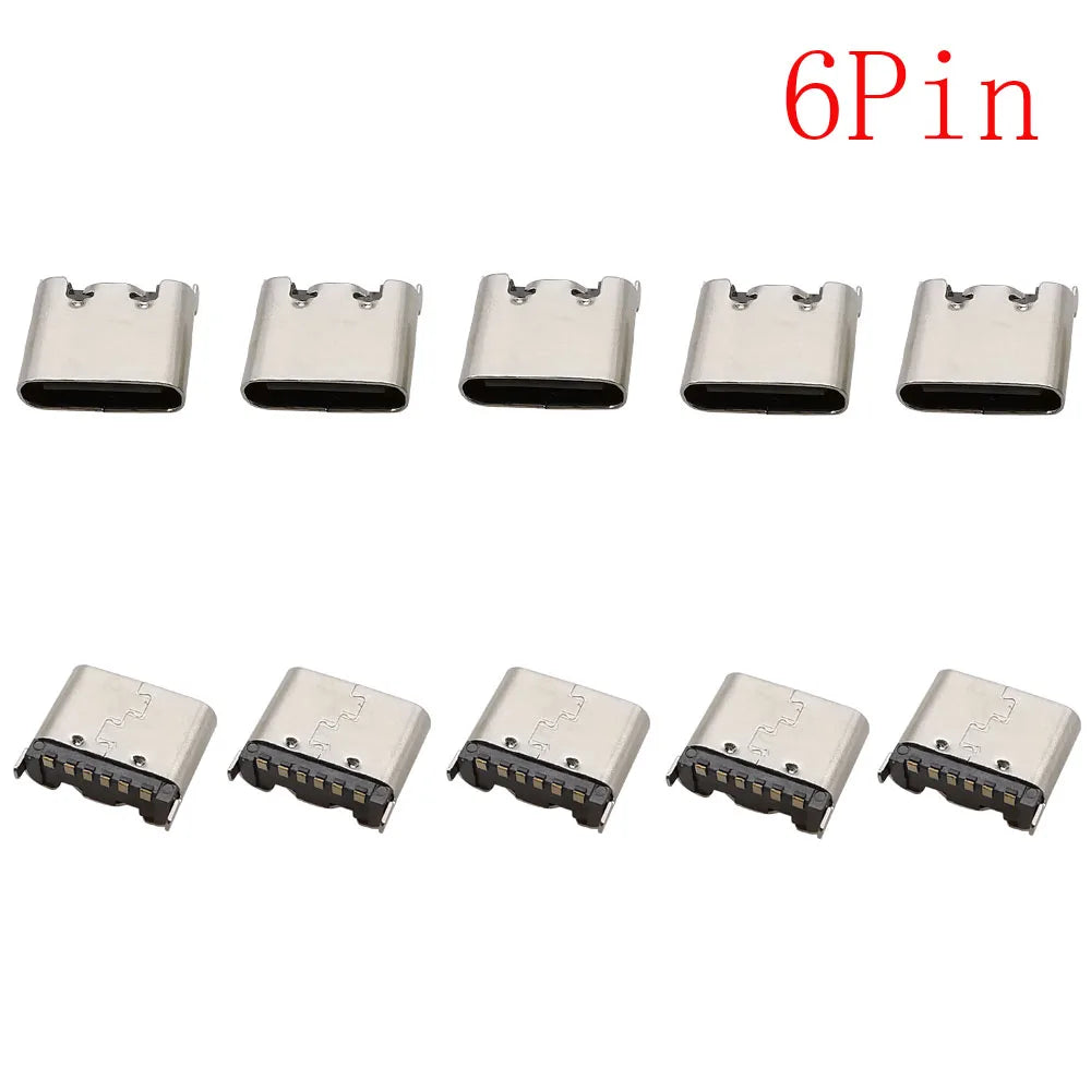 10Pcs USB Connector Type C Female Charging Port Jack 2P/6P/16P/24 Pin Soldering PCB SMD SMT DIY USB-C Socket Adapter