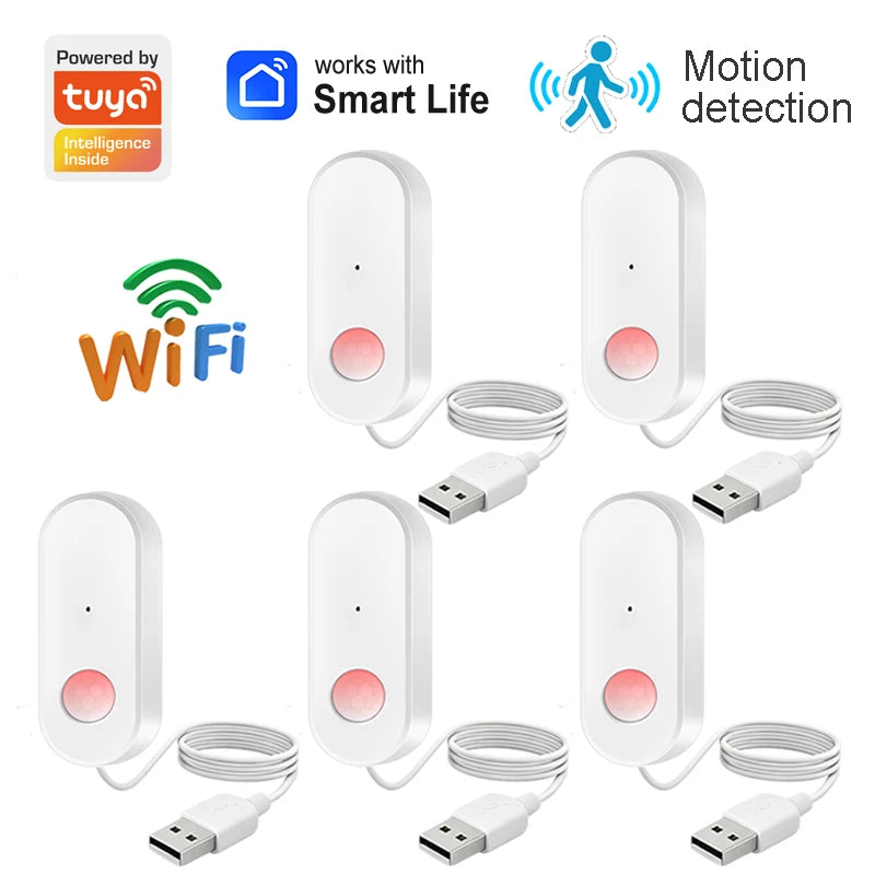 WiFi Human Motion Sensor PIR Infrared Detector Works With Tuya Smart Life APP Home Security Anti-theft Devices Support Alexa